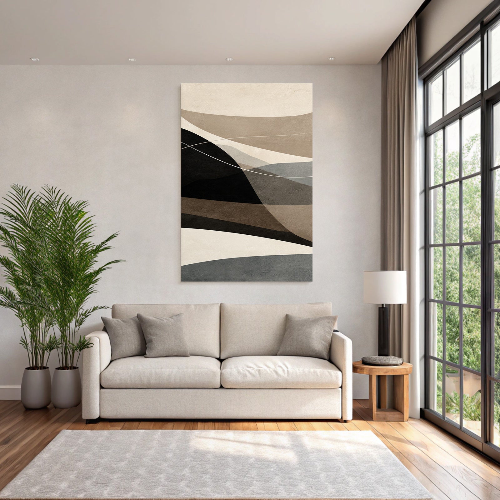Abstract illustration Overlapping shapes Neutral tones Calm composition