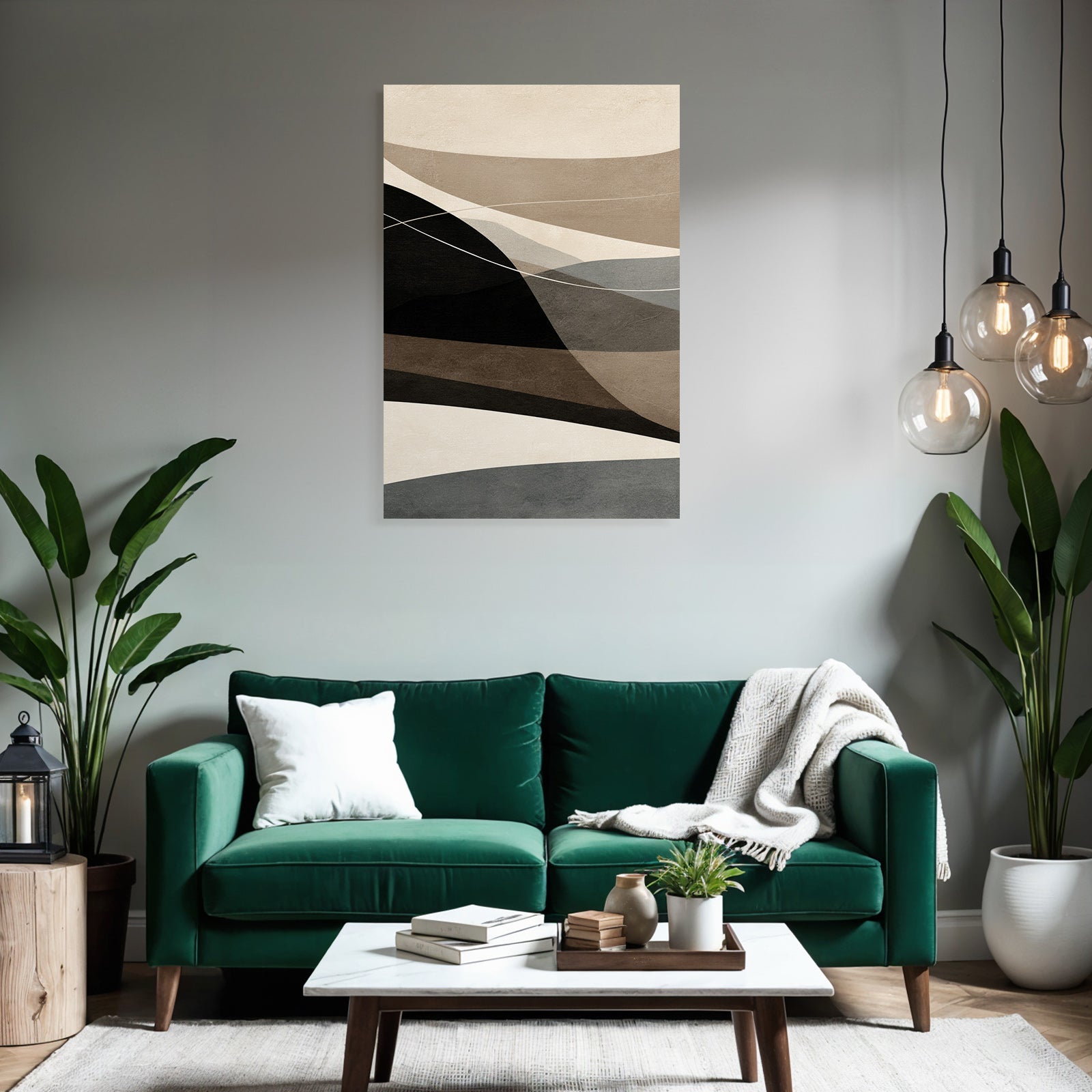 Abstract illustration Overlapping shapes Neutral tones Calm composition