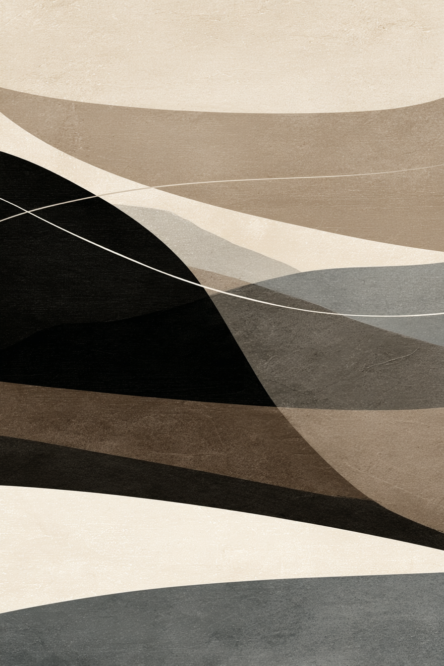 Abstrakte Illustration Ueberlappende Formen Neutrale Farbtoene Ruhige Komposition | Modern Basic | Einrichtungsstile