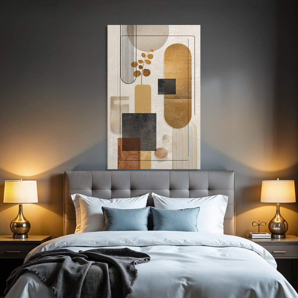 Abstract Art Earth Tones Circles Rectangles Lines Modern Minimalist