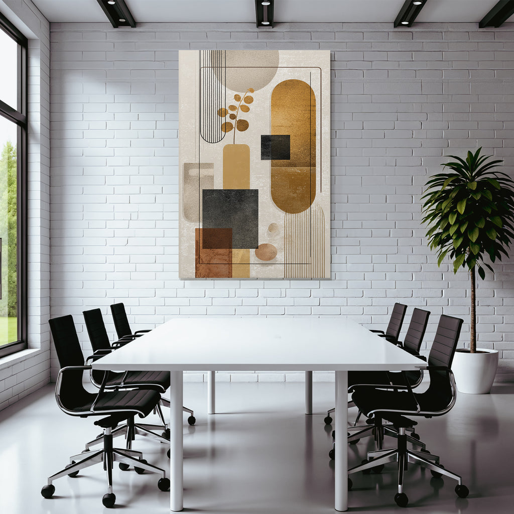 Abstract Art Earth Tones Circles Rectangles Lines Modern Minimalist