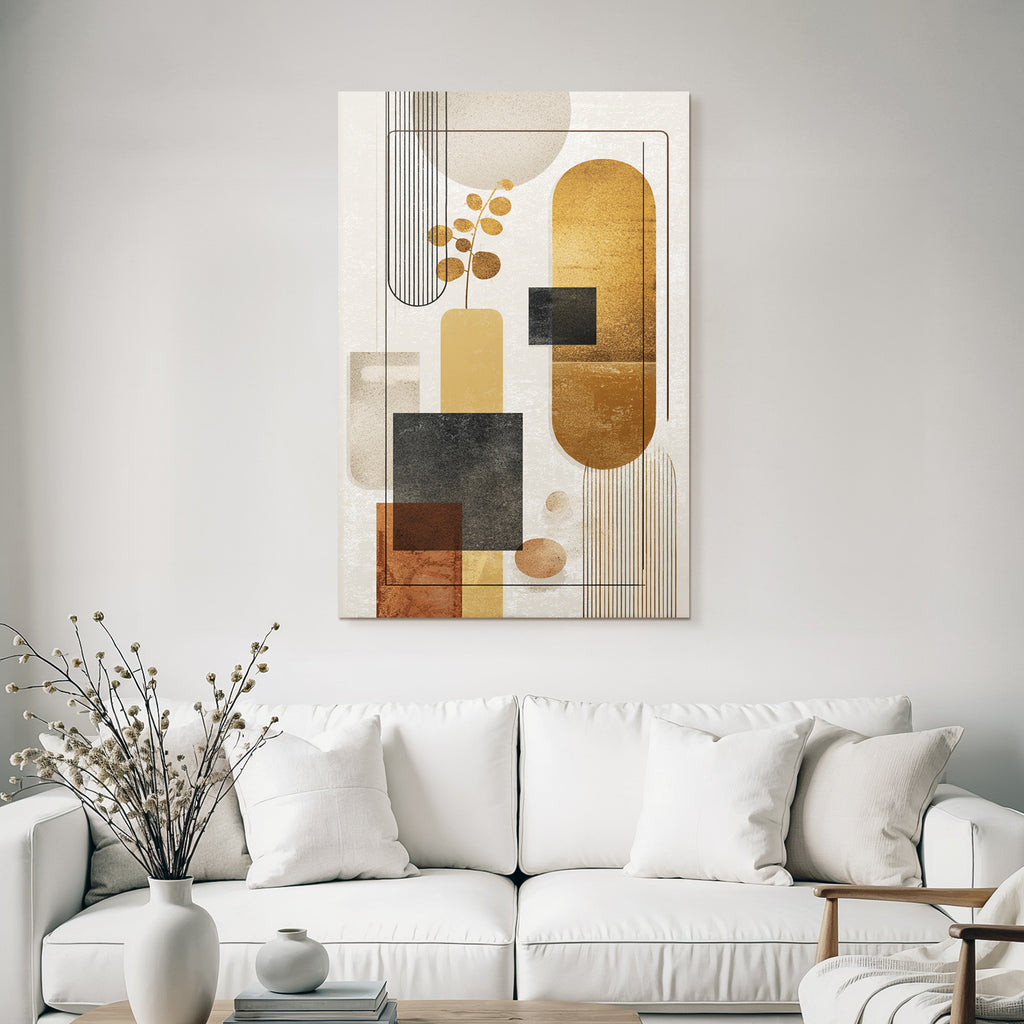 Abstract Art Earth Tones Circles Rectangles Lines Modern Minimalist