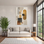 Abstract Art Earth Tones Circles Rectangles Lines Modern Minimalist
