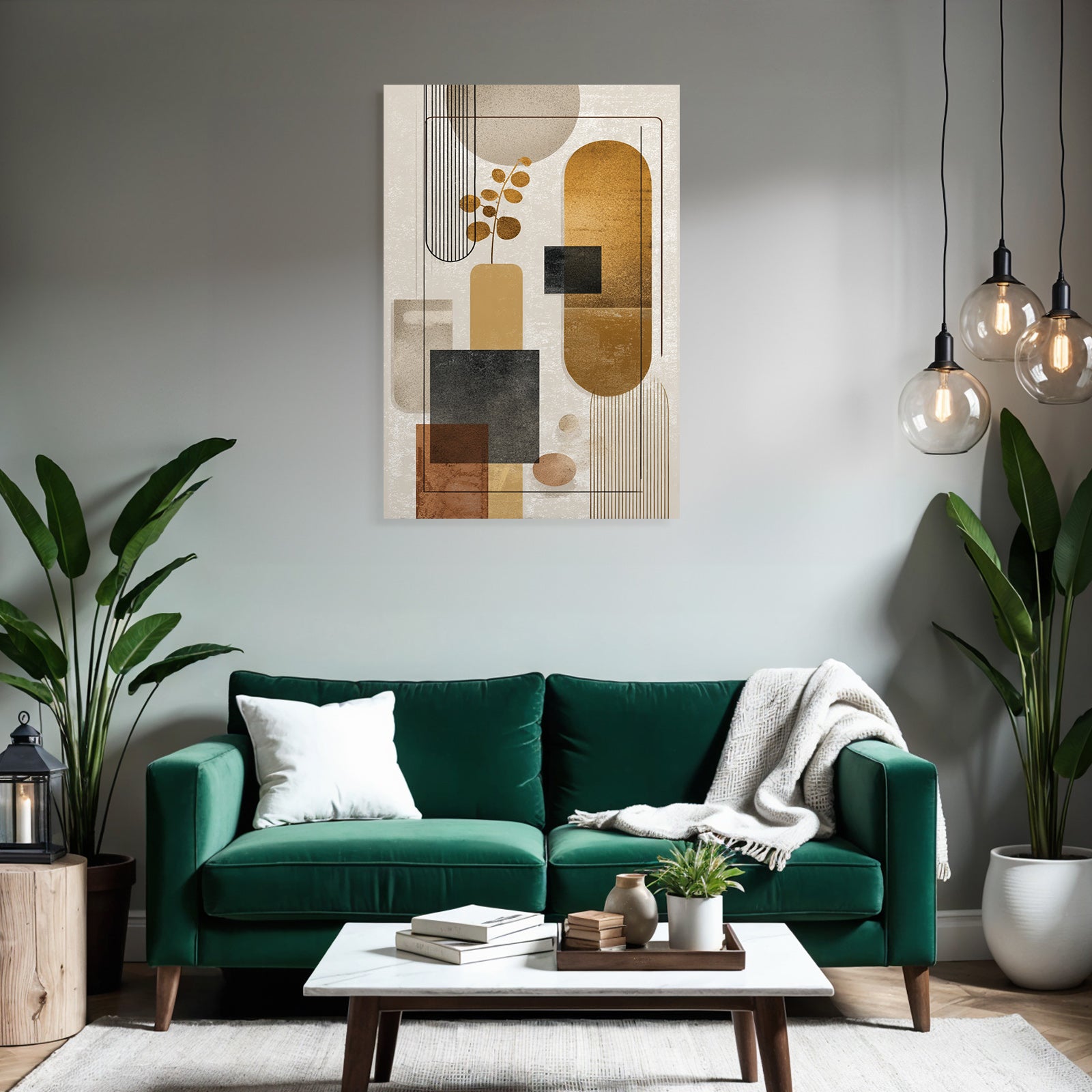 Abstract Art Earth Tones Circles Rectangles Lines Modern Minimalist