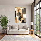 Abstract Art Geoforms Beige Brown Black and Cream