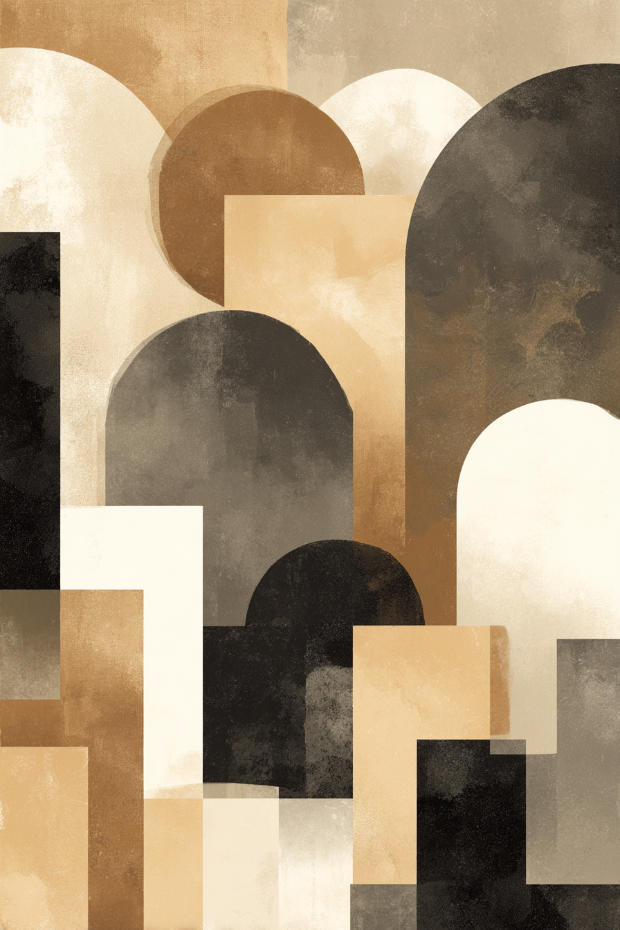 Abstrakte Kunst Geoformen Beige Braun Schwarz Und Creme | Modern Basic | Einrichtungsstile
