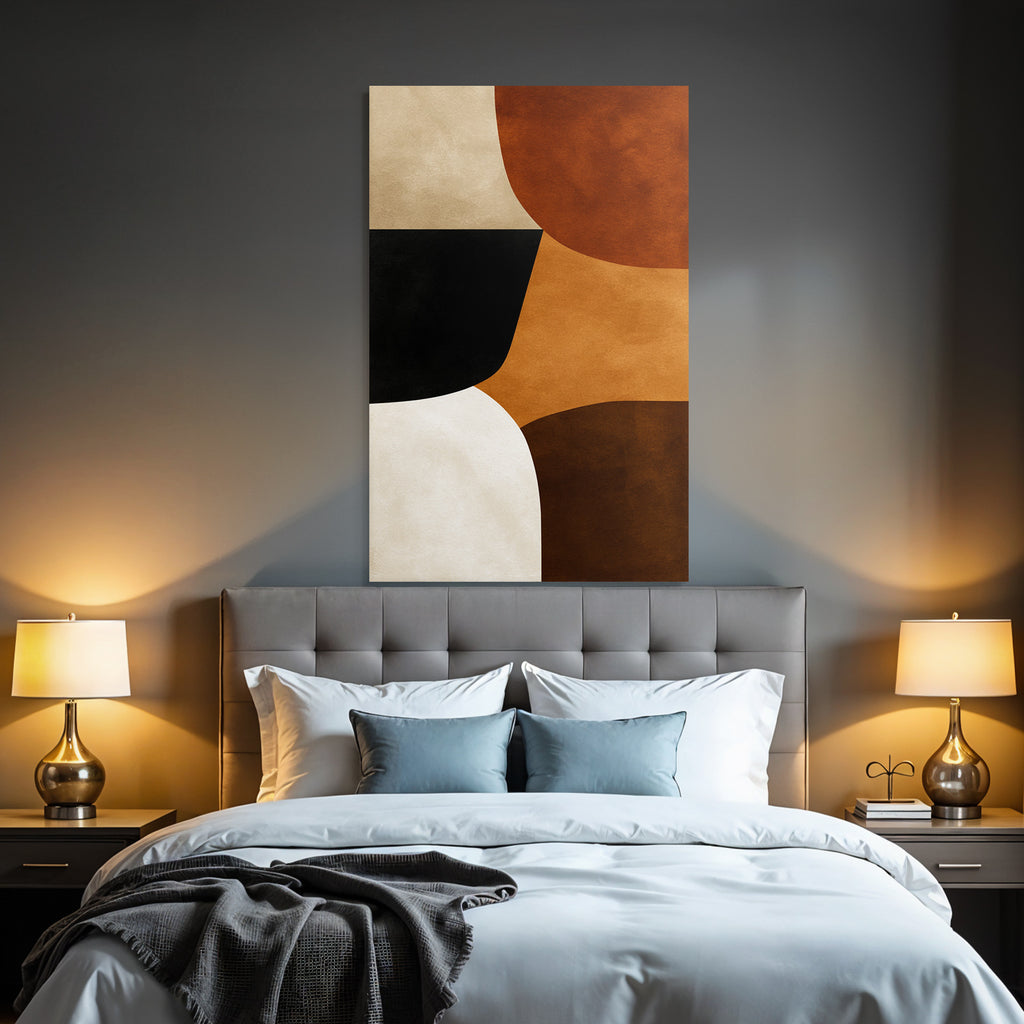 Abstract Art Geometric Shapes Brown Orange Black White