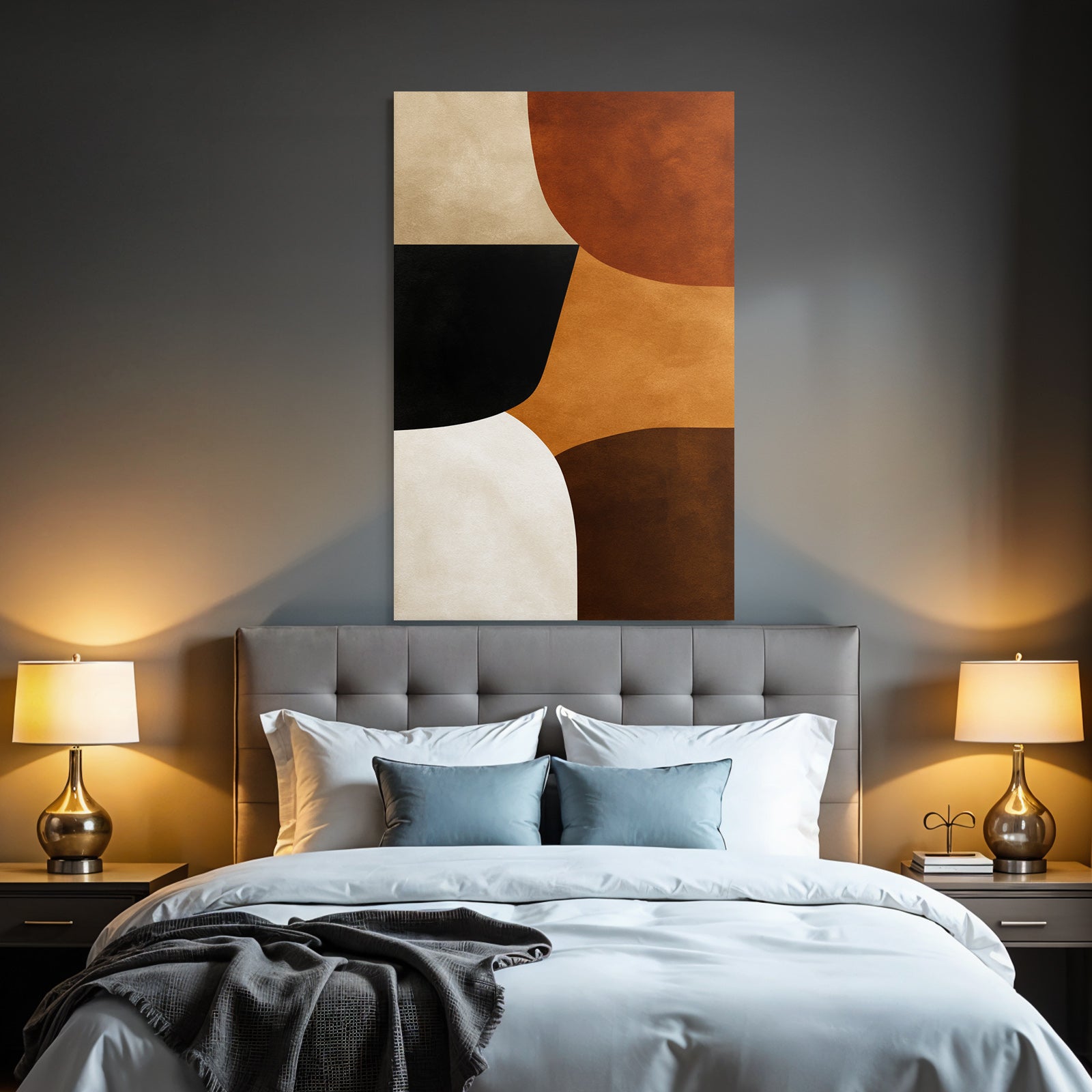 Abstract Art Geometric Shapes Brown Orange Black White