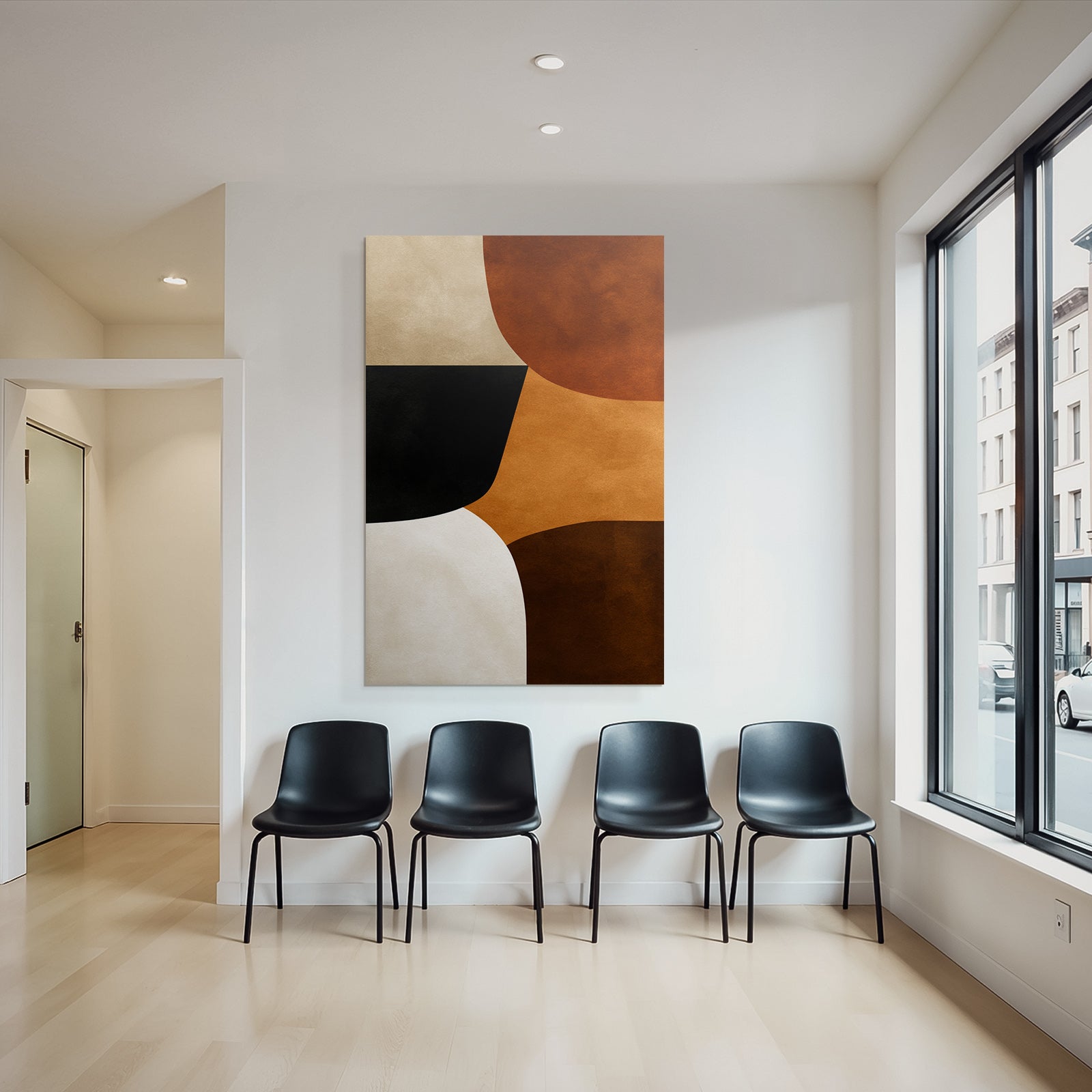 Abstract Art Geometric Shapes Brown Orange Black White