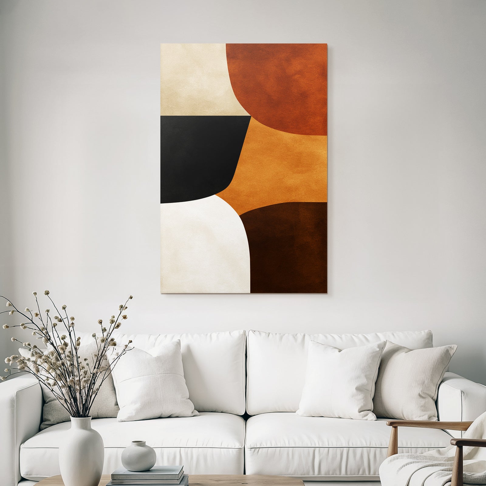 Abstract Art Geometric Shapes Brown Orange Black White