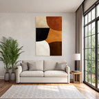 Abstract Art Geometric Shapes Brown Orange Black White