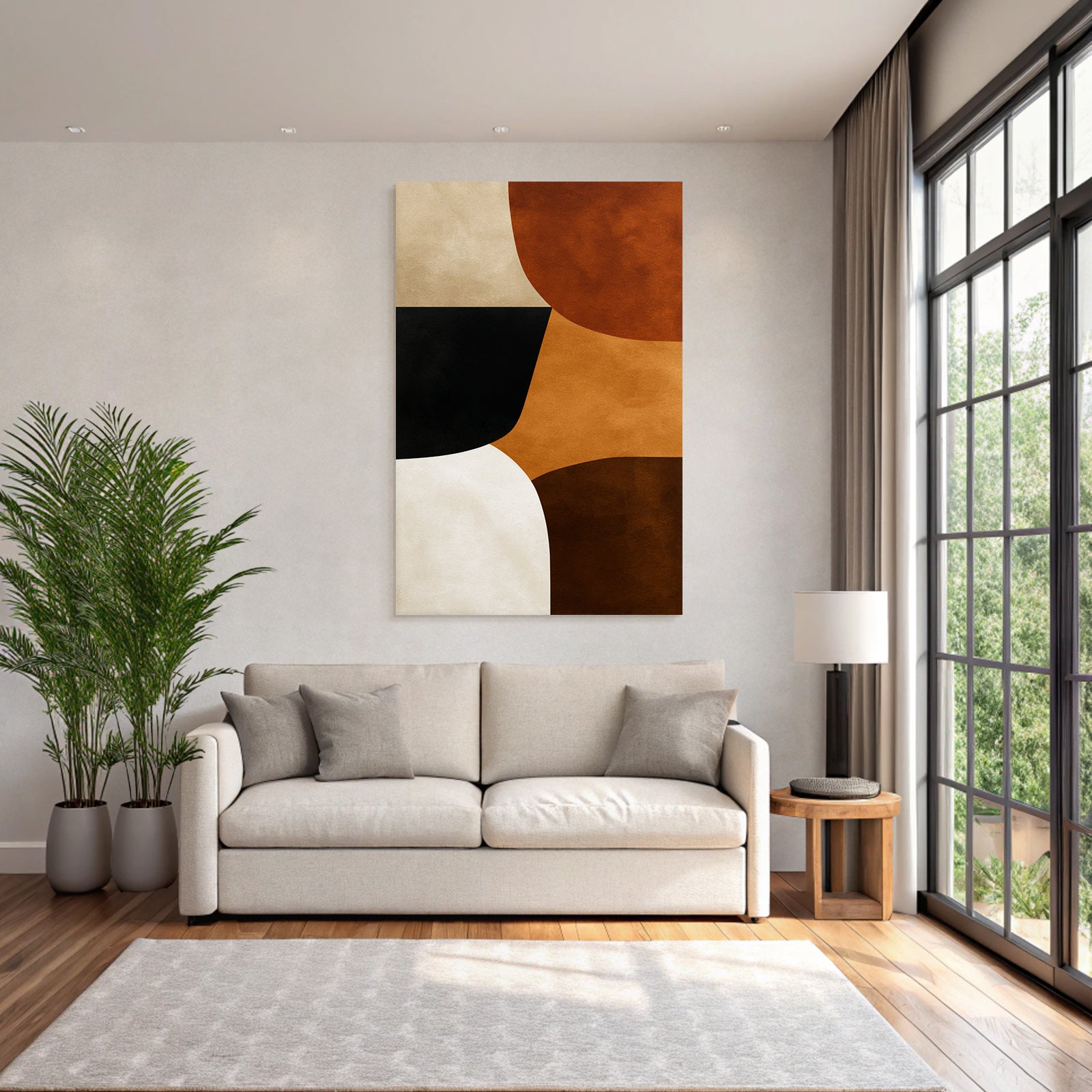 Abstract Art Geometric Shapes Brown Orange Black White