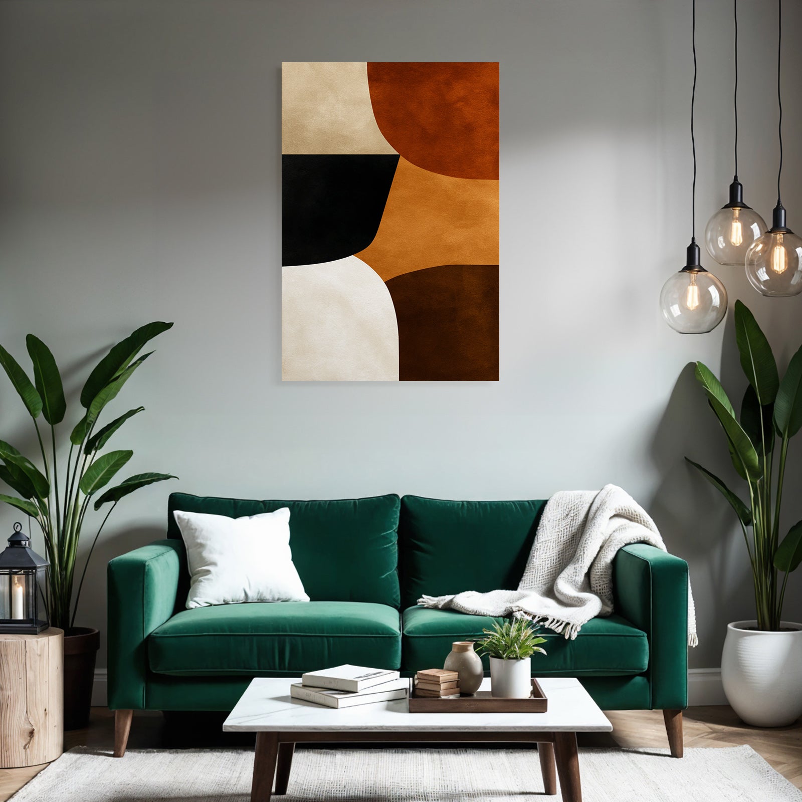 Abstract Art Geometric Shapes Brown Orange Black White