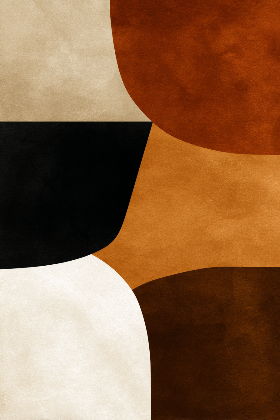 Abstrakte Kunst Geometrische Formen Braun Orange Schwarz Weiss | Modern Basic | Einrichtungsstile