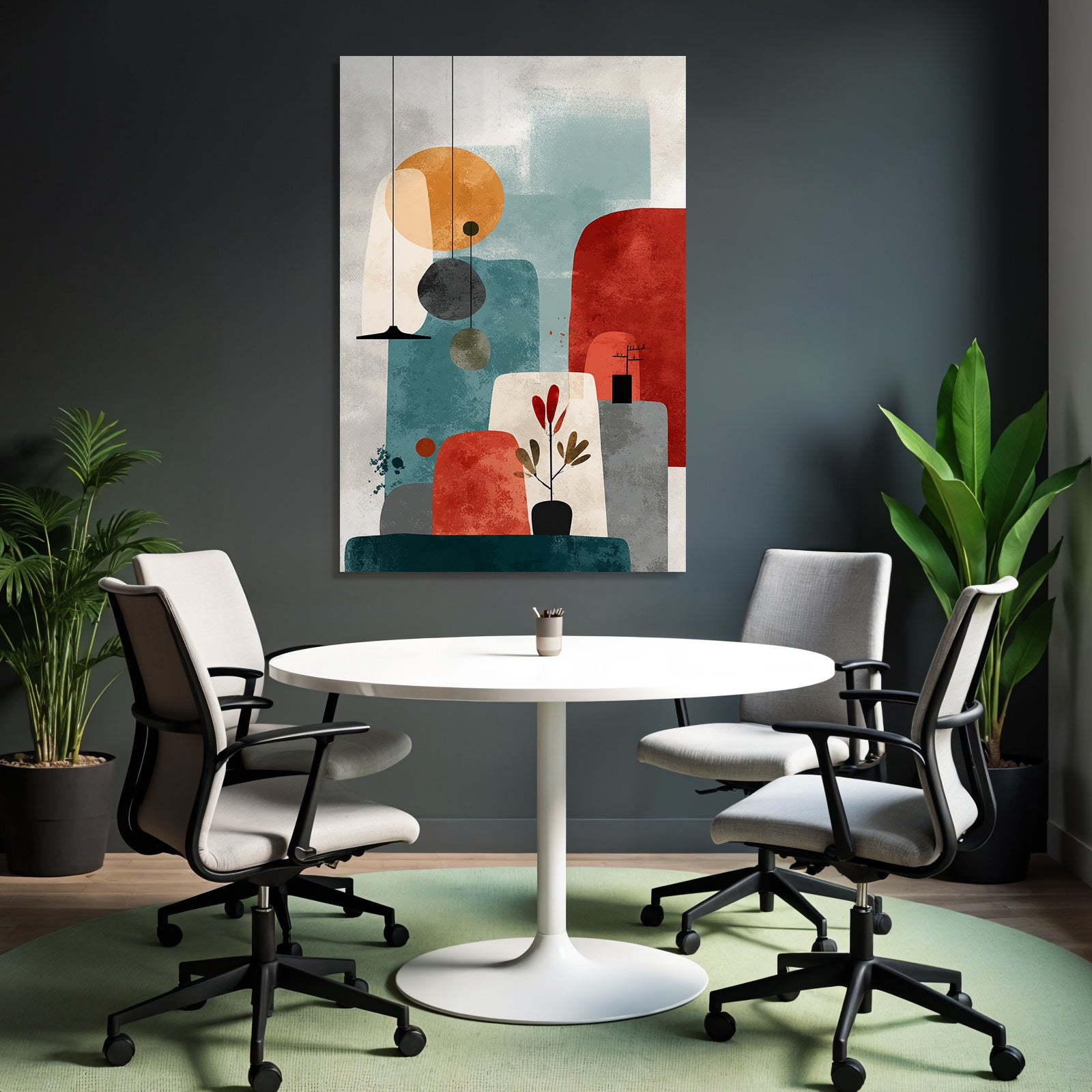 Abstract Art Geometric Shapes Earth Tones Modern Minimalist Aesthetics