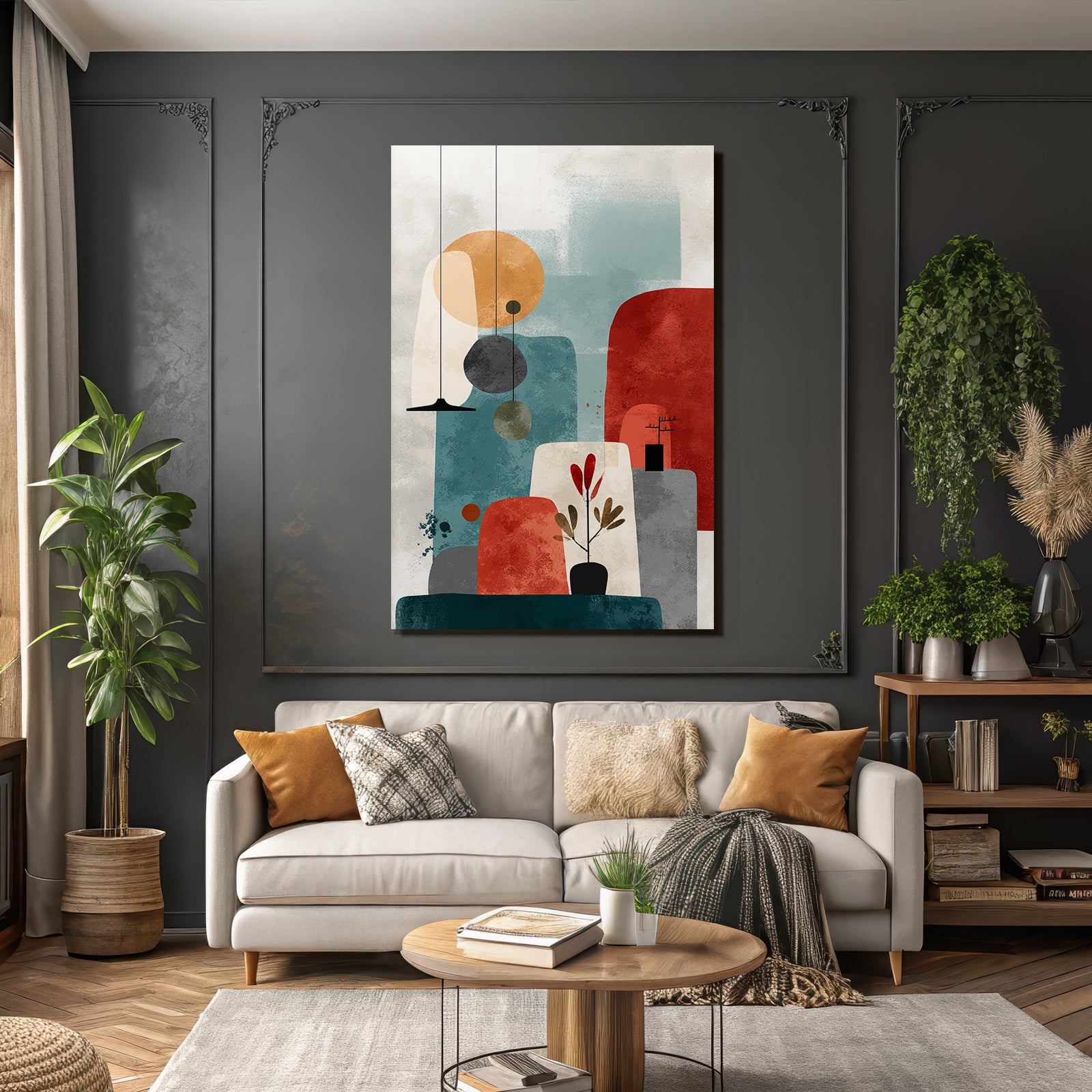 Abstract Art Geometric Shapes Earth Tones Modern Minimalist Aesthetics