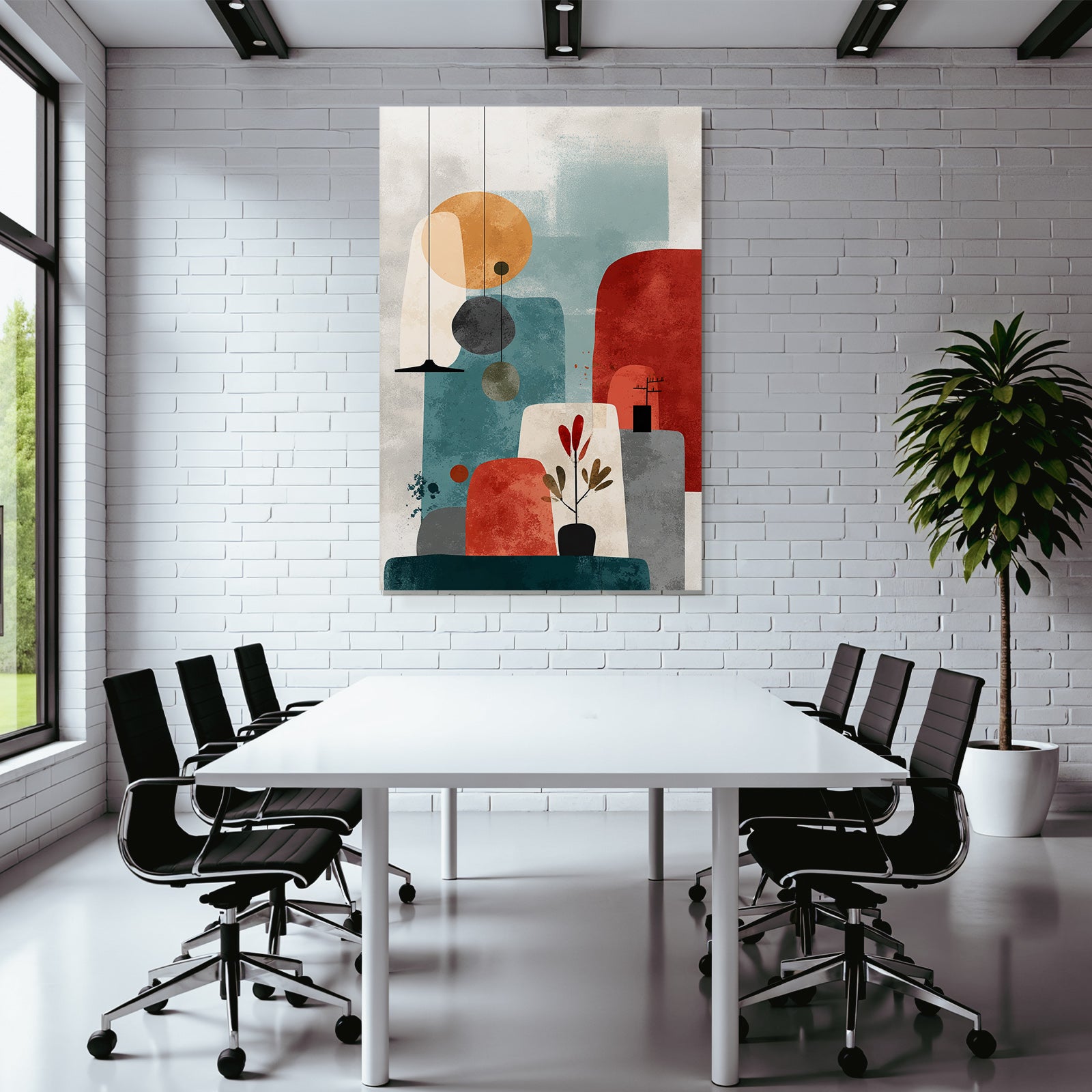 Abstract Art Geometric Shapes Earth Tones Modern Minimalist Aesthetics