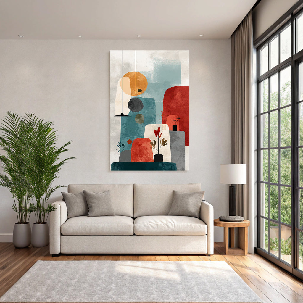 Abstract Art Geometric Shapes Earth Tones Modern Minimalist Aesthetics