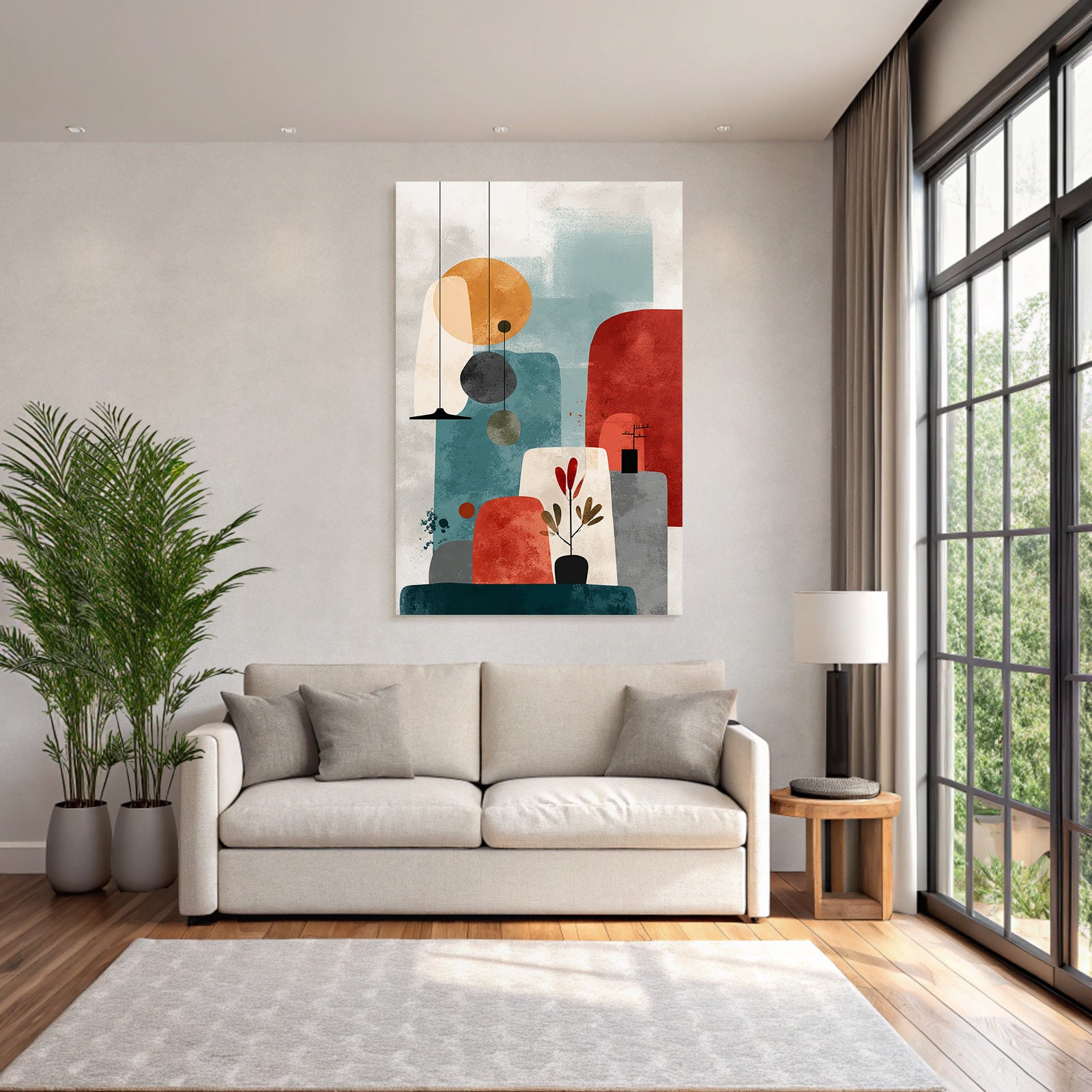 Abstract Art Geometric Shapes Earth Tones Modern Minimalist Aesthetics