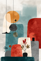 Abstrakte Kunst Geometrische Formen Erdtoene Moderne Minimalistische Aesthetik | Modern Basic | Einrichtungsstile