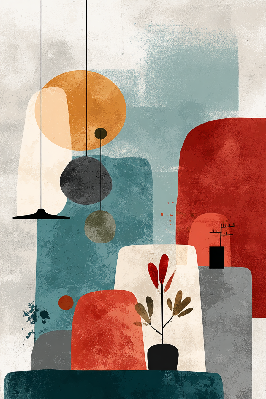 Abstrakte Kunst Geometrische Formen Erdtoene Moderne Minimalistische Aesthetik | Modern Basic | Einrichtungsstile