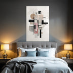 Abstract Art Geometric Shapes In Colors Black Pink Gray Beige