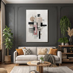 Abstract Art Geometric Shapes In Colors Black Pink Gray Beige