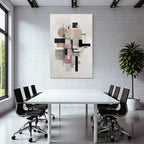 Abstract Art Geometric Shapes In Colors Black Pink Gray Beige