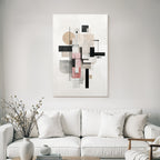 Abstract Art Geometric Shapes In Colors Black Pink Gray Beige
