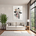Abstract Art Geometric Shapes In Colors Black Pink Gray Beige