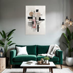 Abstract Art Geometric Shapes In Colors Black Pink Gray Beige
