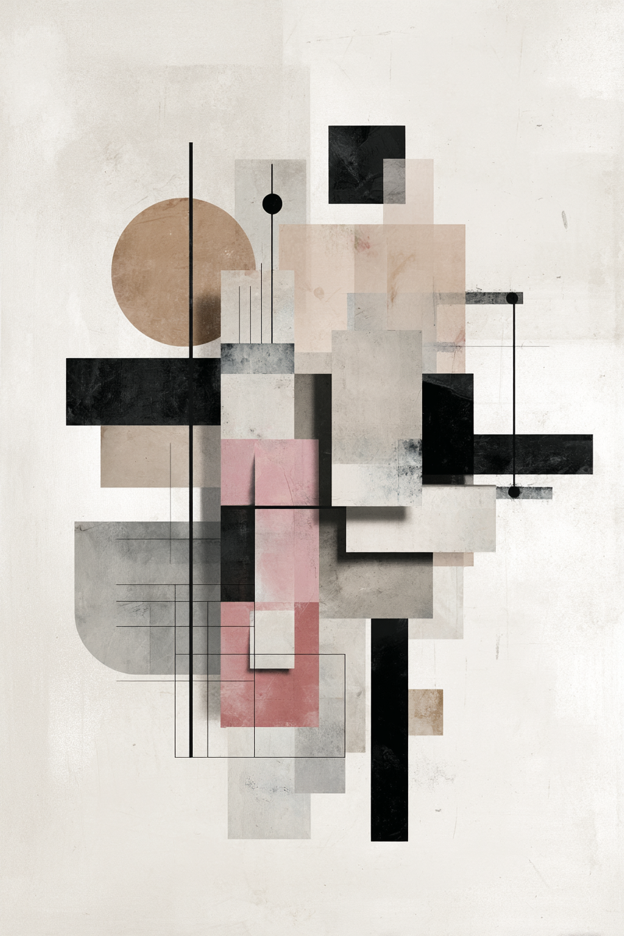 Abstrakte Kunst Geometrische Formen In Farben Schwarz Rosa Grau Beige | Modern Basic | Einrichtungsstile