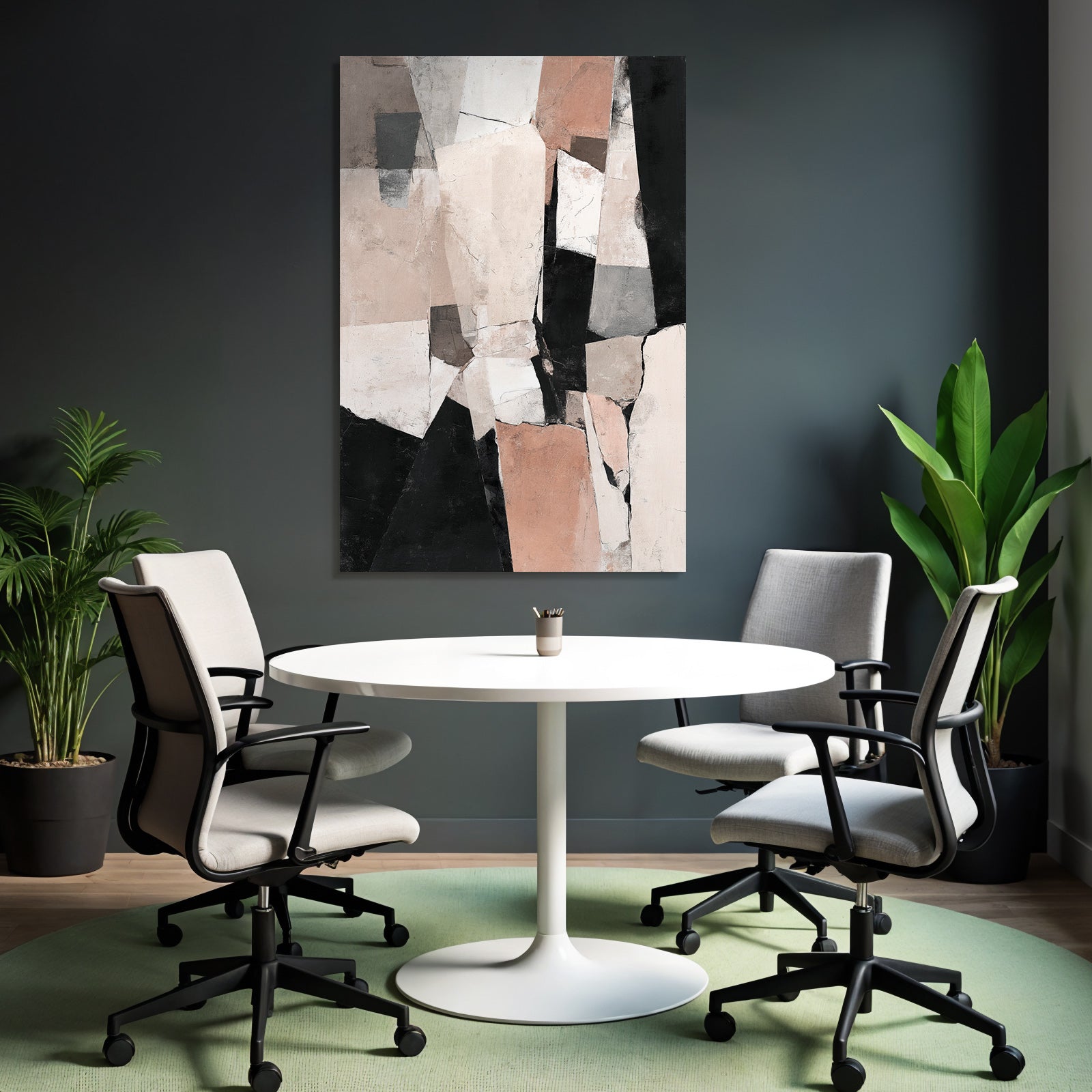 Abstract Art Geometric Shapes Modern Art Beige Grey White Black