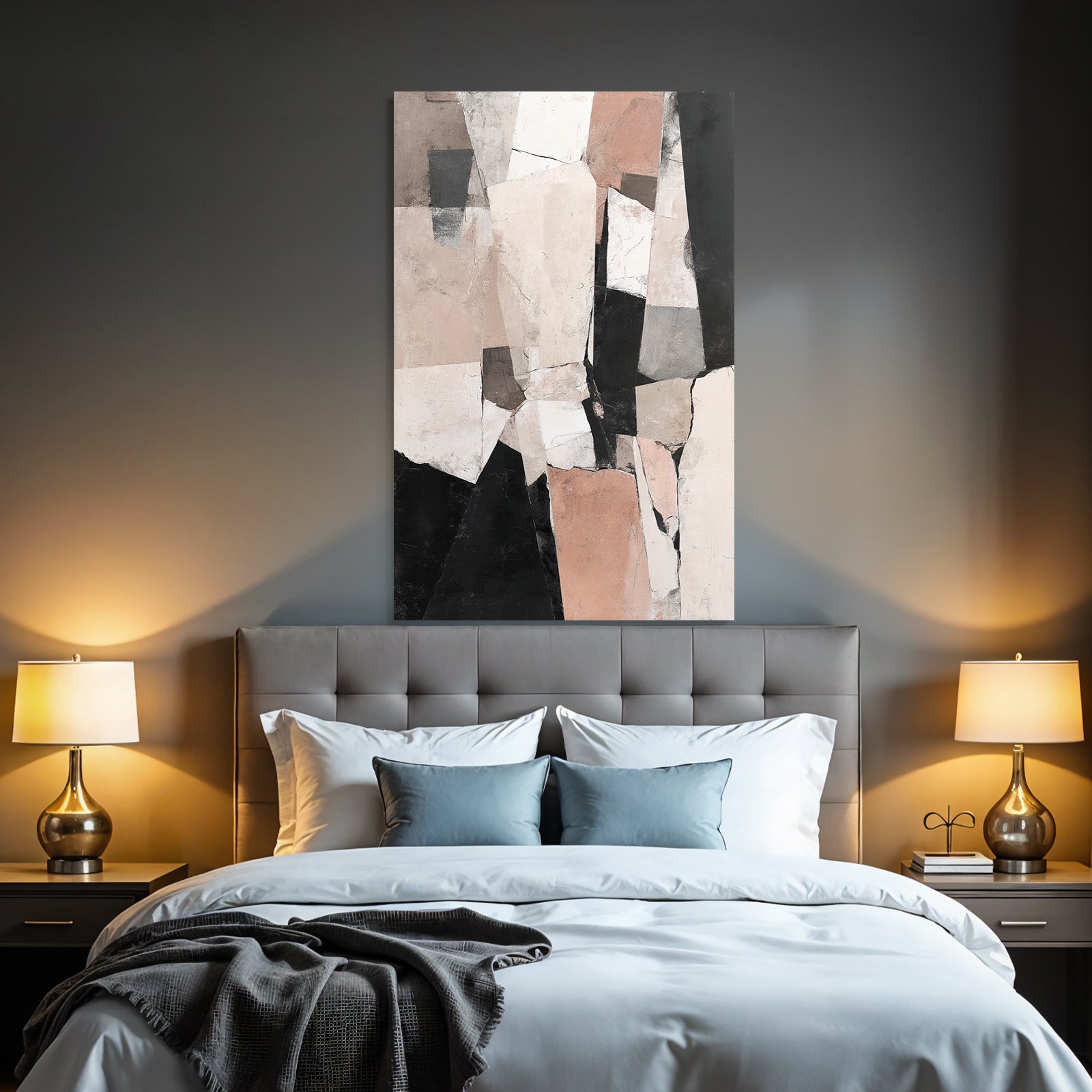 Abstract Art Geometric Shapes Modern Art Beige Grey White Black