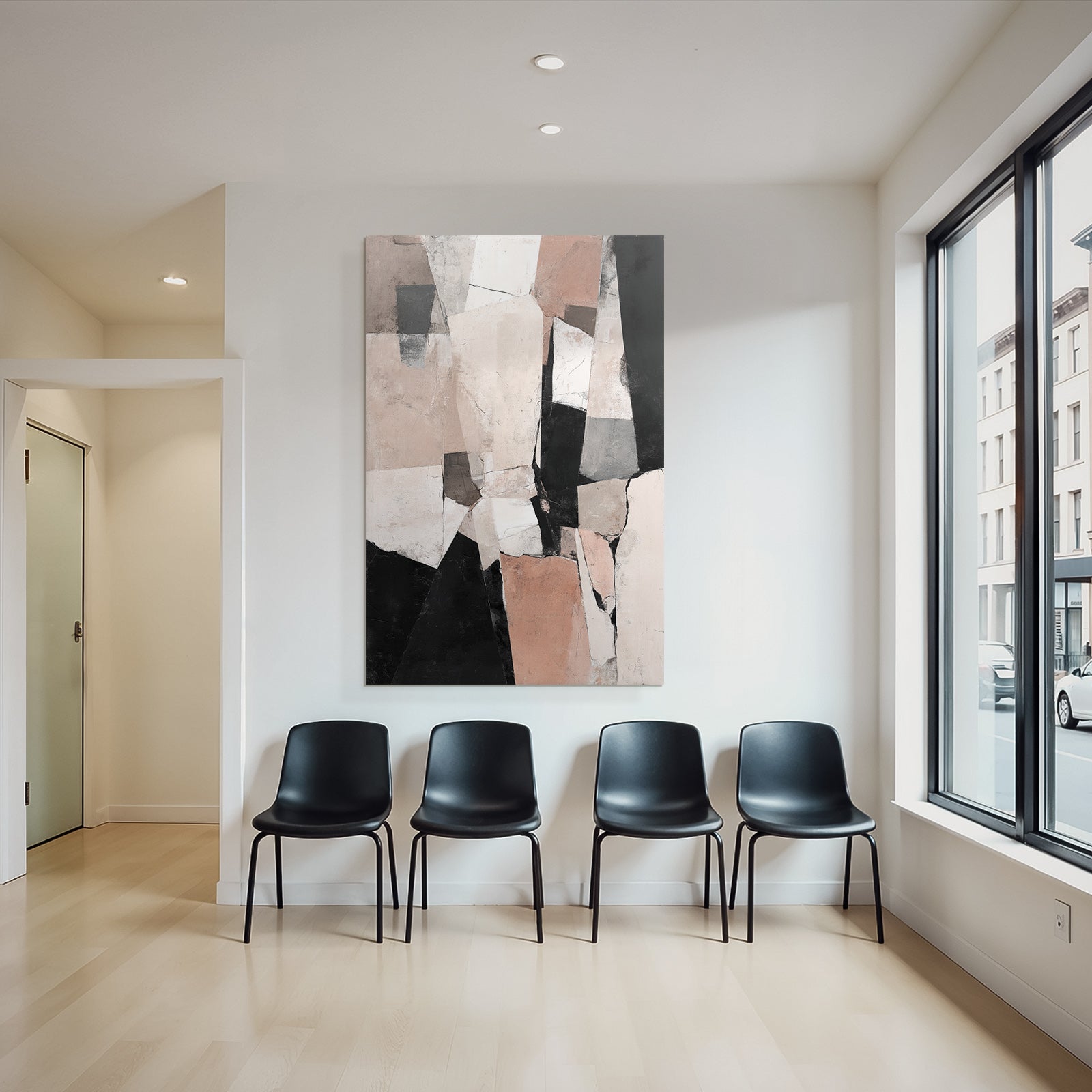 Abstract Art Geometric Shapes Modern Art Beige Grey White Black