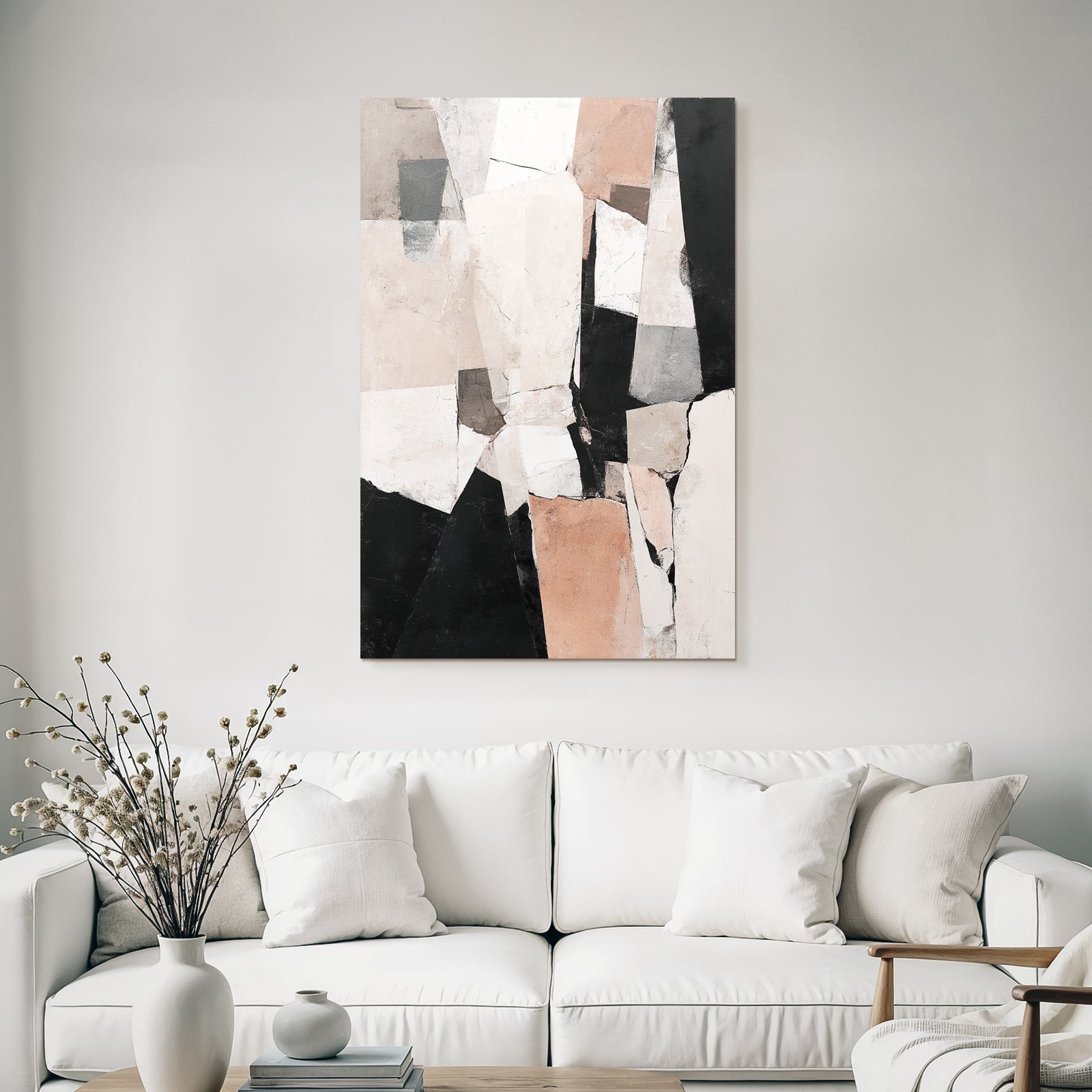 Abstract Art Geometric Shapes Modern Art Beige Grey White Black