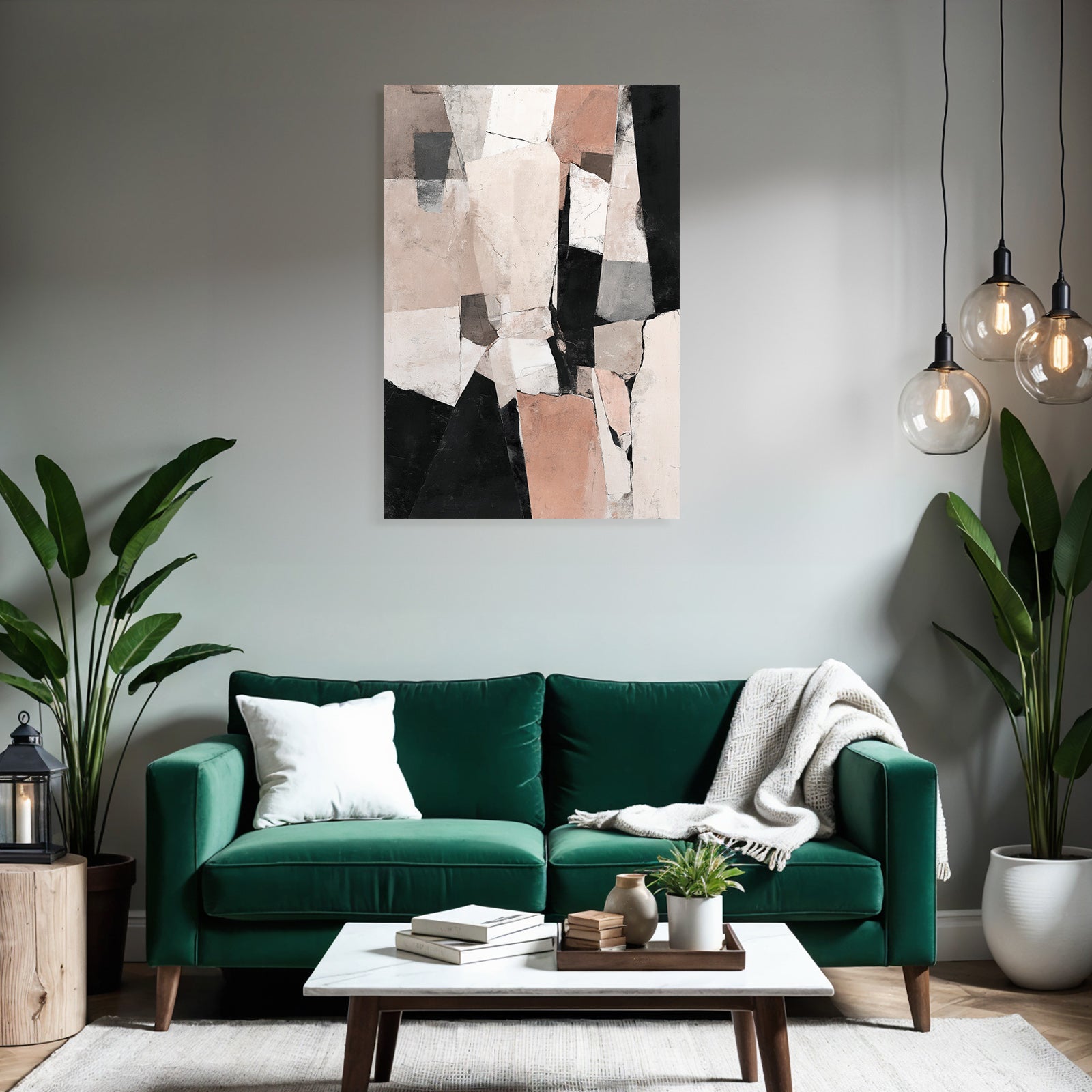 Abstract Art Geometric Shapes Modern Art Beige Grey White Black