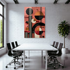 Abstract Art Geometric Shapes Modernist Design Brown Orange Beige Pink Background