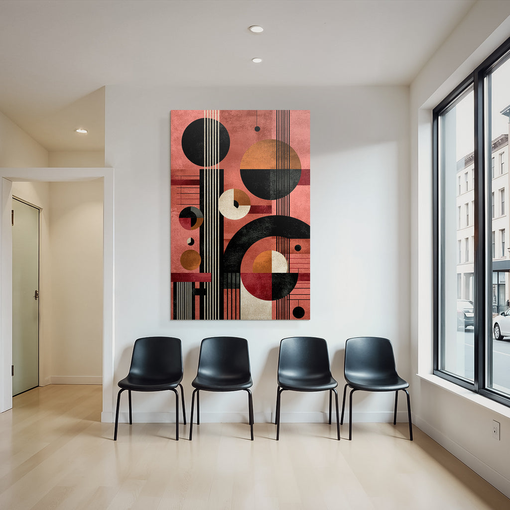 Abstract Art Geometric Shapes Modernist Design Brown Orange Beige Pink Background