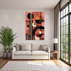 Abstract Art Geometric Shapes Modernist Design Brown Orange Beige Pink Background