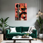Abstract Art Geometric Shapes Modernist Design Brown Orange Beige Pink Background