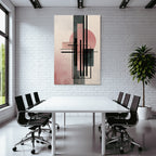 Abstract Art Geometric Shapes Soft Colors Pink Black Green