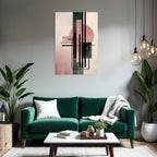 Abstract Art Geometric Shapes Soft Colors Pink Black Green