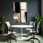 Abstract art with brush strokes in black, white and beige