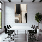Abstract art with brush strokes in black, white and beige