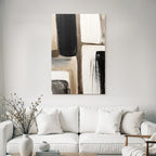 Abstract art with brush strokes in black, white and beige