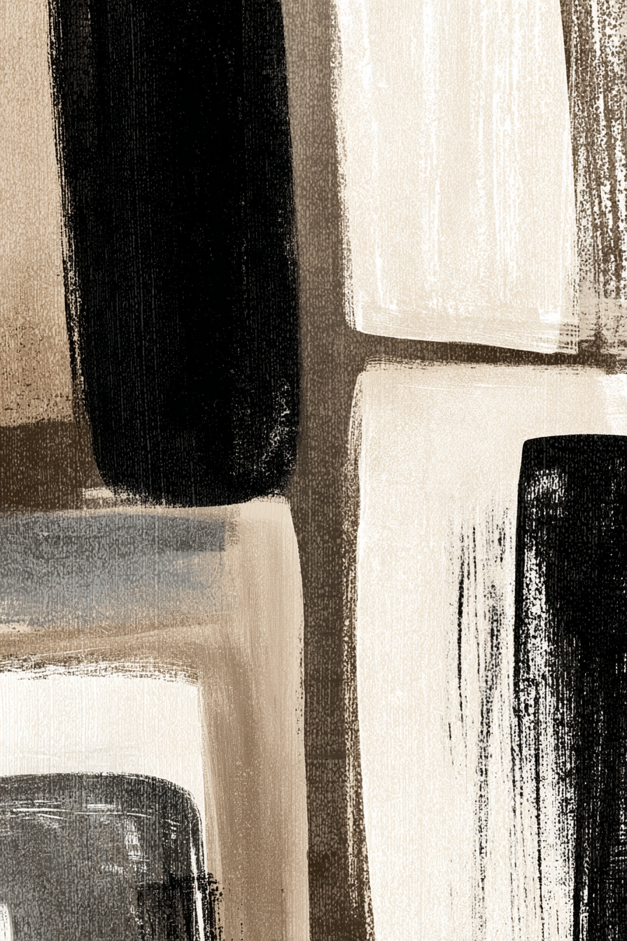 Abstrakte Kunst Mit Brusht Strokes In Schwarz Weiss Und Beige | Modern Basic | Einrichtungsstile