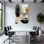 Abstract art with black, gold and grey colors