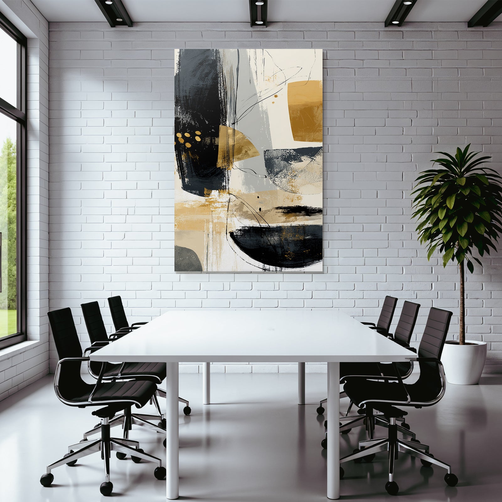 Abstract art with black, gold and grey colors