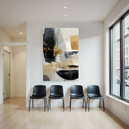 Abstract art with black, gold and grey colors